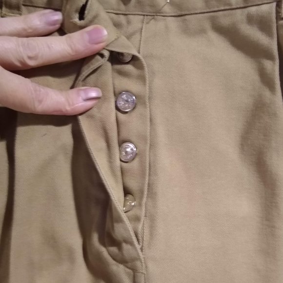 VINTAGE 80s, J Crew, button-fly, Tan Khaki SKIRT, 100% Cotton, Size12, EUC - Picture 2 of 10